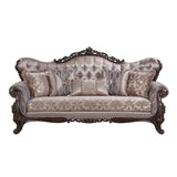 Acme - Benbek Sofa W/5 Pillows LV00809 Fabric & Antique Oak Finish