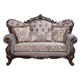 Benbek Loveseat W/3 Pillows LV00810 Fabric & Antique Oak Finish | Acme - LV00810 - Home Elegance USA - 2