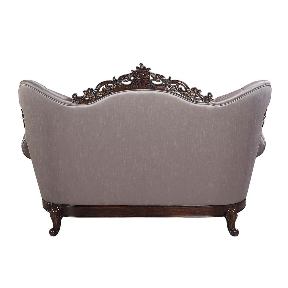 Benbek Loveseat W/3 Pillows LV00810 Fabric & Antique Oak Finish | Acme - LV00810 - Home Elegance USA - 4