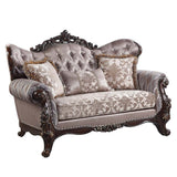 Benbek Loveseat W/3 Pillows LV00810 Fabric & Antique Oak Finish | Acme | Home Elegance USA