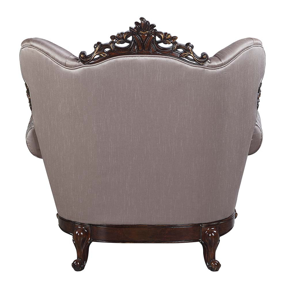 Acme - Benbek Chair W/Pillow LV00811 Fabric & Antique Oak Finish