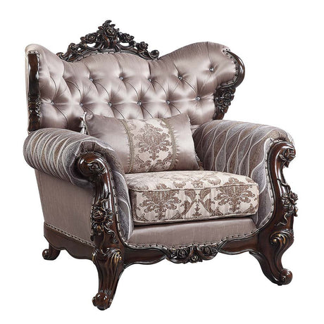 Benbek Chair W/Pillow LV00811 Fabric & Antique Oak Finish | Acme - LV00811 - Home Elegance USA - 1