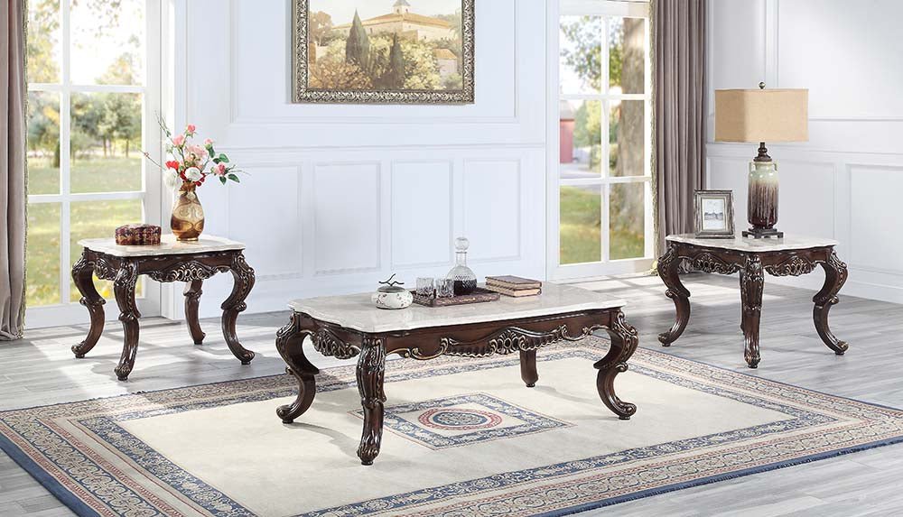 Benbek Coffee Table LV00812 Marble & Antique Oak Finish | Acme - LV00812 - Home Elegance USA - 4