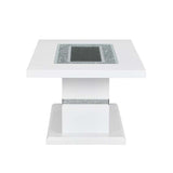 Acme - Elizaveta Coffee Table LV00819 Faux Crystal Diamonds & White High Gloss Finish