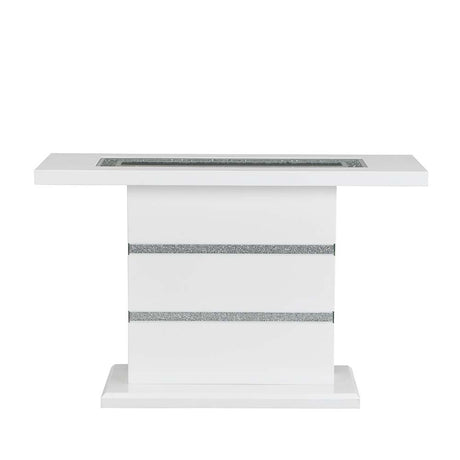 Acme - Elizaveta Sofa Table LV00821 Faux Crystal Diamonds & White High Gloss Finish