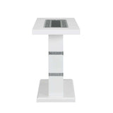 Acme - Elizaveta Sofa Table LV00821 Faux Crystal Diamonds & White High Gloss Finish