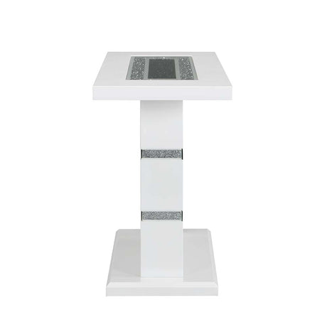 Acme - Elizaveta Sofa Table LV00821 Faux Crystal Diamonds & White High Gloss Finish