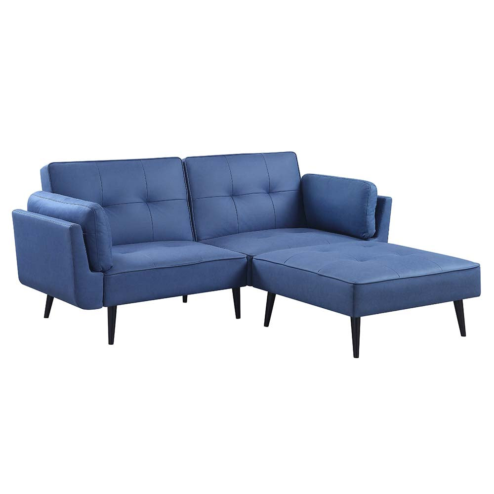 Acme - Nafisa Adjustable Sofa & Ottoman LV00823 Blue Fabric