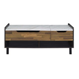 Axel Coffee Table W/Lift Top LV00828 White Printed Faux Marble Top, Walnut & Black Finish | Acme - LV00828 - Home Elegance USA - 3