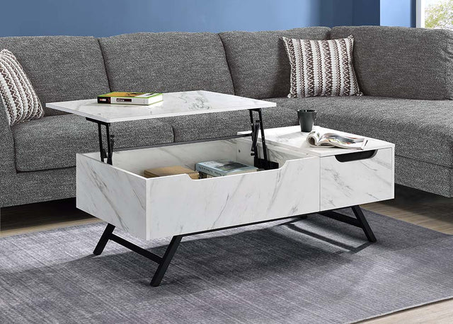 Acme - Throm Coffee Table W/Lift Top LV00830 White Finish