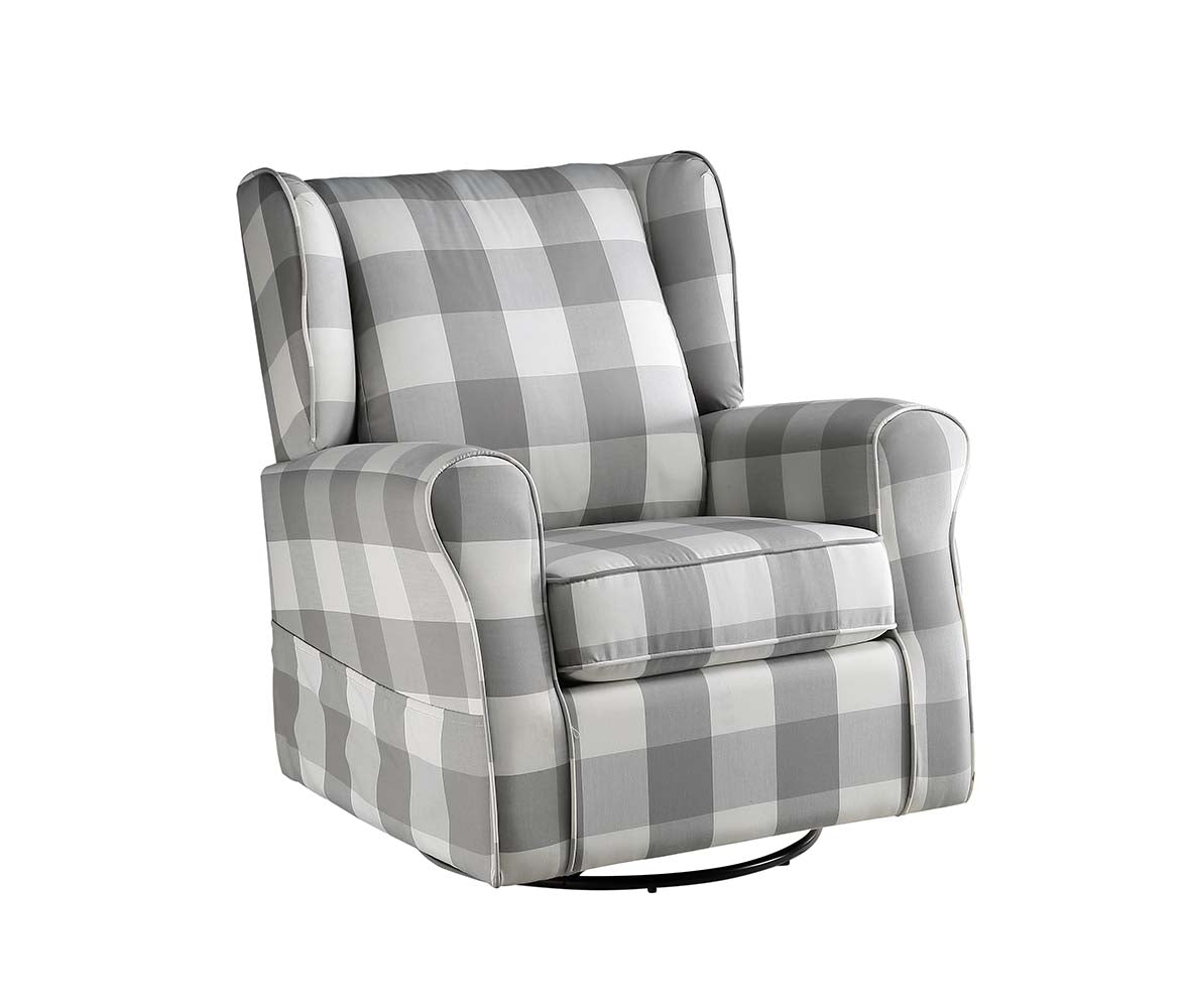 Acme - Patli Swivel Chair W/Glider LV00922 Gray Fabric