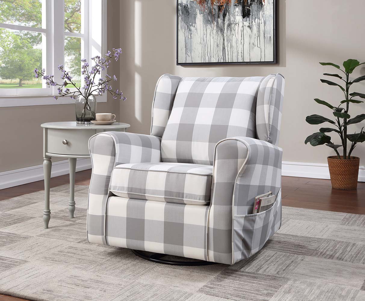 Acme - Patli Swivel Chair W/Glider LV00922 Gray Fabric