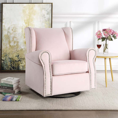 Acme - Tamaki Swivel Chair W/Glider LV00923 Pink Fabric