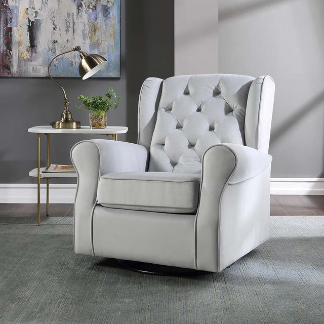 Acme - Zeger Swivel Chair W/Glider LV00924 Gray Fabric