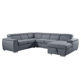 Acme - Hanley Sectional Sofa W/Sleeper & Storage LV00968 Gray Fabric