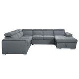 Acme - Hanley Sectional Sofa W/Sleeper & Storage LV00968 Gray Fabric