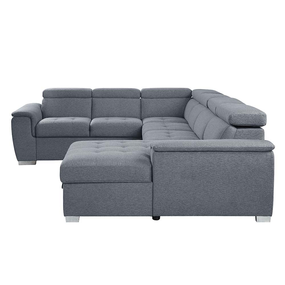 Acme - Hanley Sectional Sofa W/Sleeper & Storage LV00968 Gray Fabric