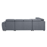 Acme - Hanley Sectional Sofa W/Sleeper & Storage LV00968 Gray Fabric