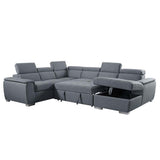 Acme - Hanley Sectional Sofa W/Sleeper & Storage LV00968 Gray Fabric