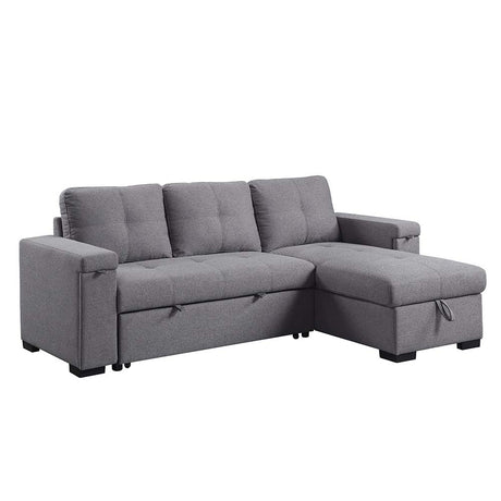 Acme - Jacop Sectional Sofa W/Sleeper & Storage LV00969 Dark Gray Fabric