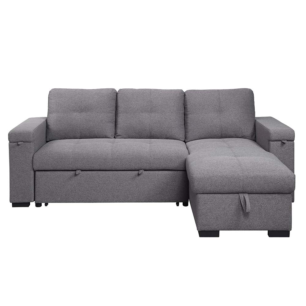 Acme - Jacop Sectional Sofa W/Sleeper & Storage LV00969 Dark Gray Fabric