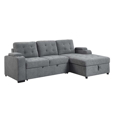 Acme - Kabira Sectional Sofa W/Sleeper & Storage LV00970 Gray Fabric