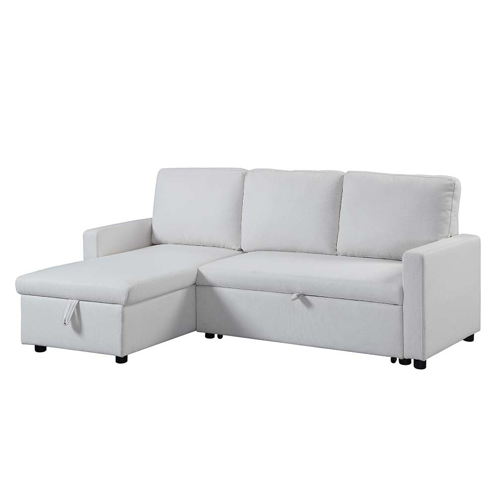 Acme - Hiltons Sectional Sofa W/Sleeper & Storage LV00971 White Fabric