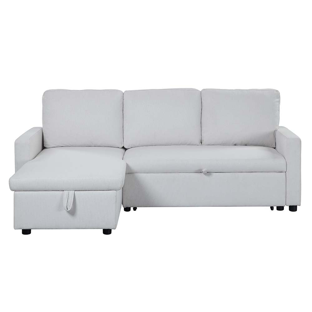 Acme - Hiltons Sectional Sofa W/Sleeper & Storage LV00971 White Fabric