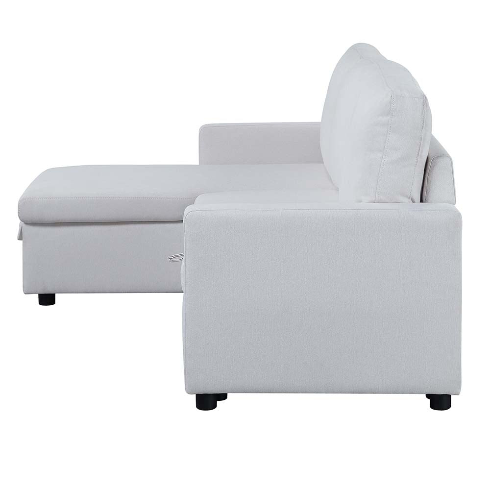 Acme - Hiltons Sectional Sofa W/Sleeper & Storage LV00971 White Fabric