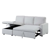 Acme - Hiltons Sectional Sofa W/Sleeper & Storage LV00971 White Fabric