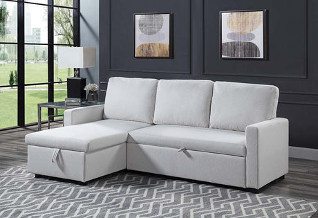 Acme - Hiltons Sectional Sofa W/Sleeper & Storage LV00971 White Fabric