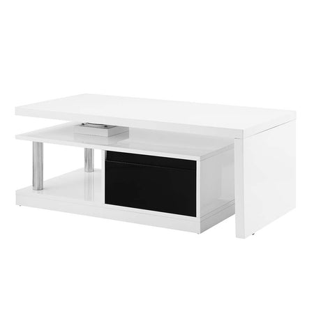 Acme - Buck II Coffee Table W/Swivel Top LV00997 White & Black High Gloss Finish