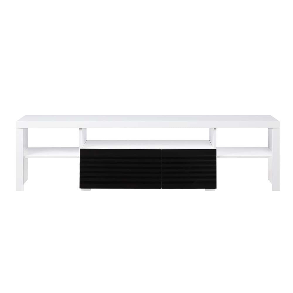 Acme - Buck II Tv Stand LV00998 White & Black High Gloss Finish