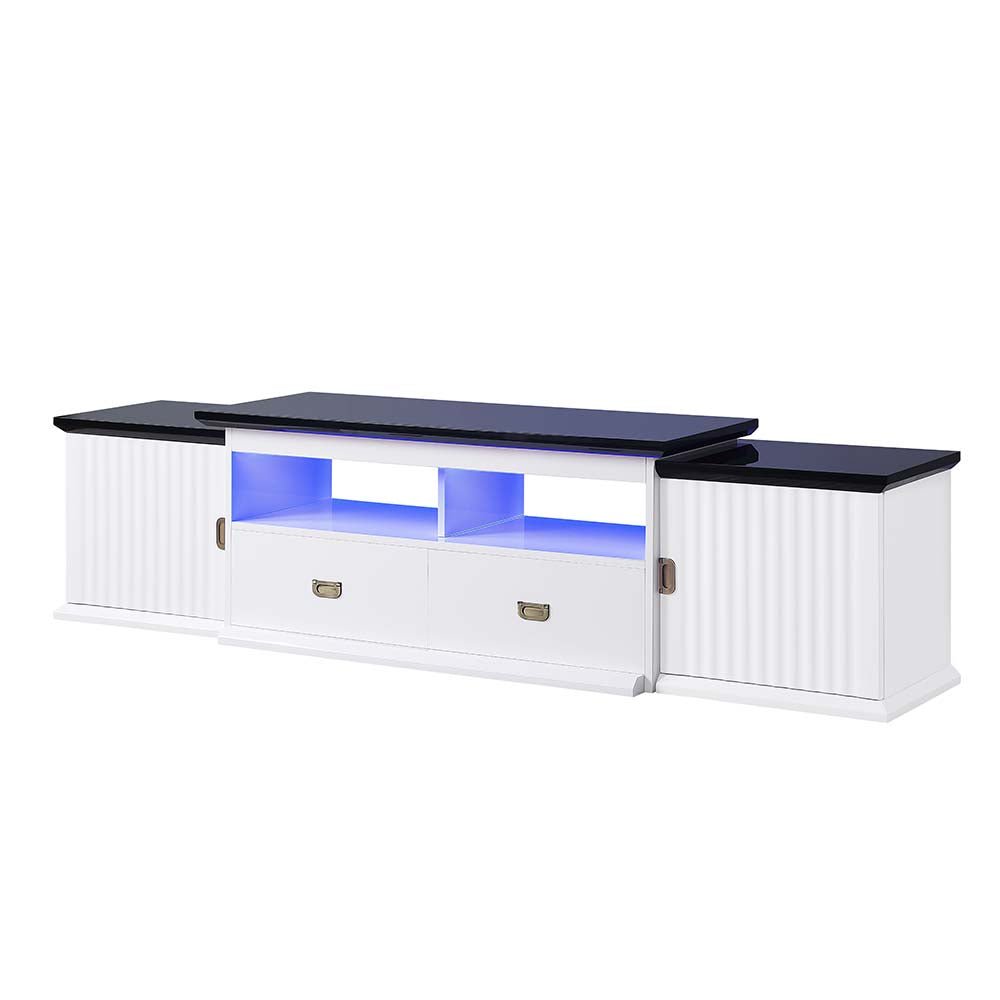 Barend Tv Stand W/Led LV00999 White & Black High Gloss Finish | Acme - LV00999 - Home Elegance USA - 2