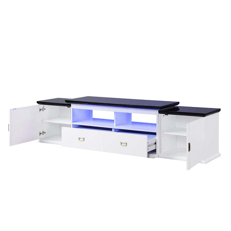 Acme - Barend Tv Stand W/Led LV00999 White & Black High Gloss Finish