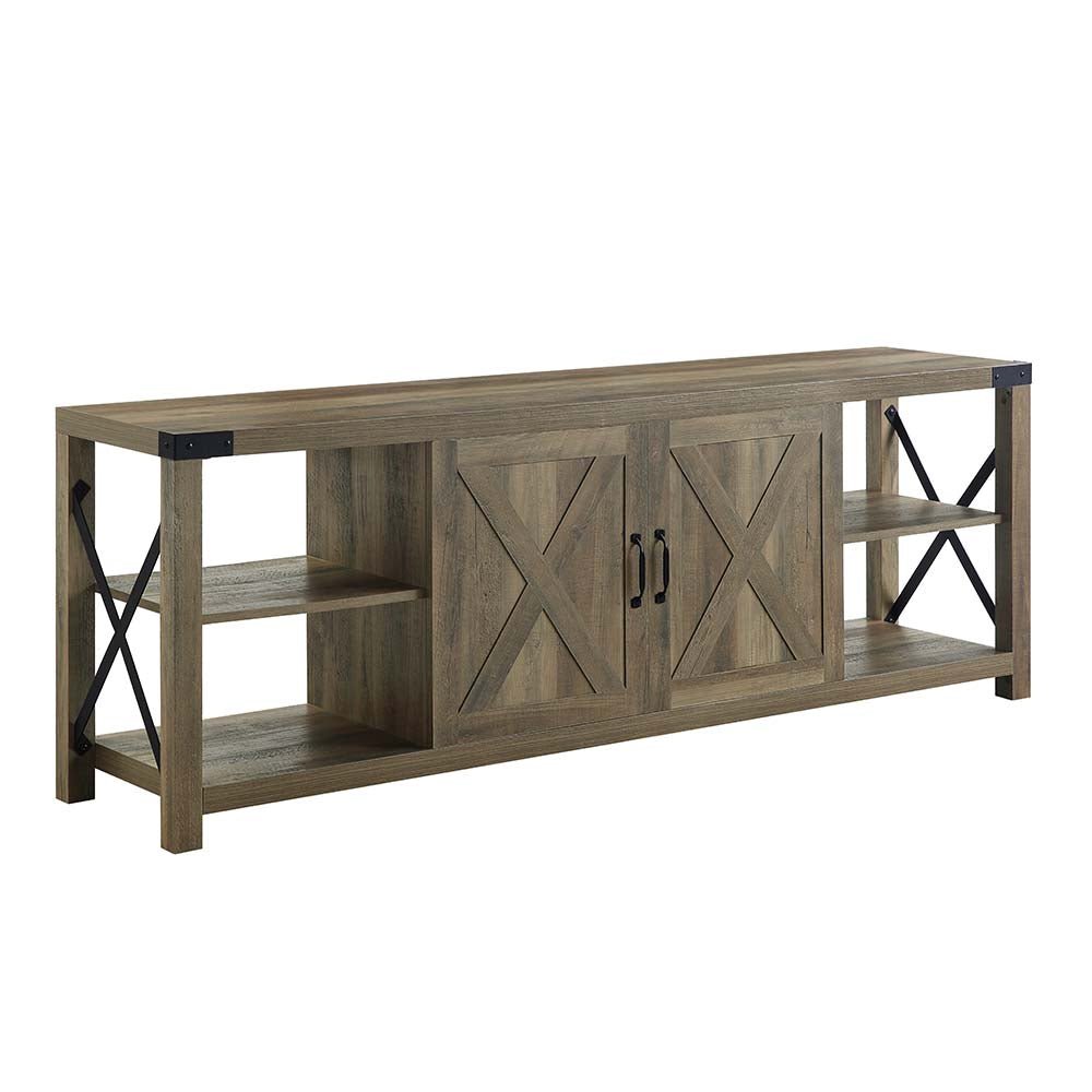 Abiram Tv Stand LV01000 Rustic Oak Finish | Acme - LV01000 - Home Elegance USA - 2