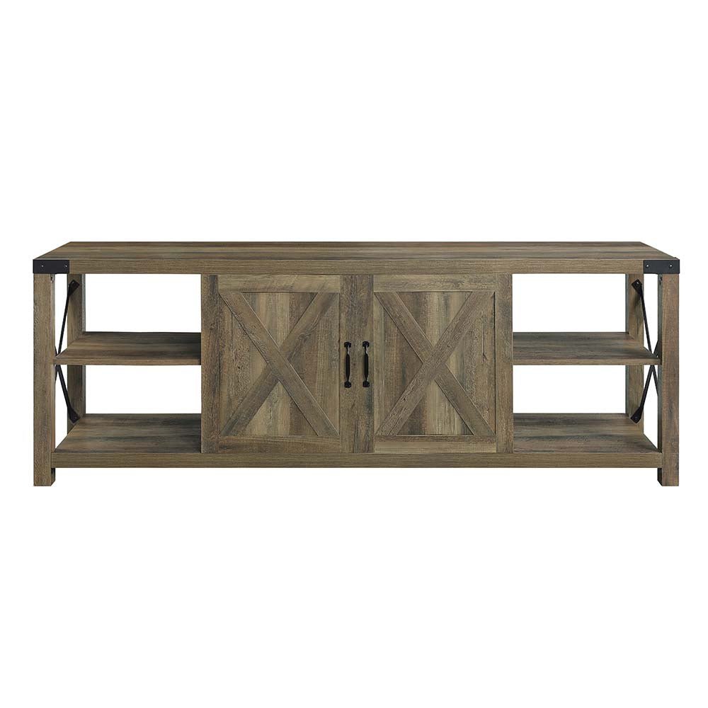 Abiram Tv Stand LV01000 Rustic Oak Finish | Acme - LV01000 - Home Elegance USA - 3