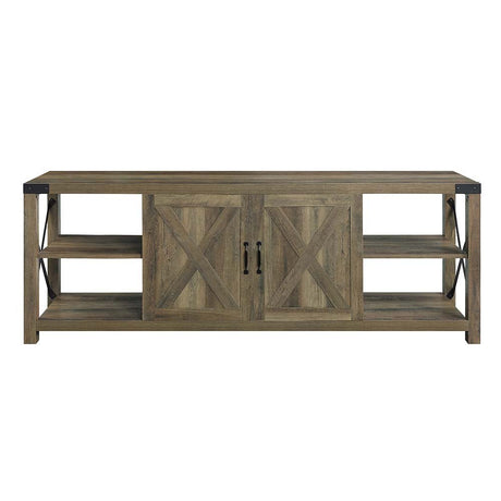 Abiram Tv Stand LV01000 Rustic Oak Finish | Acme - LV01000 - Home Elegance USA - 3