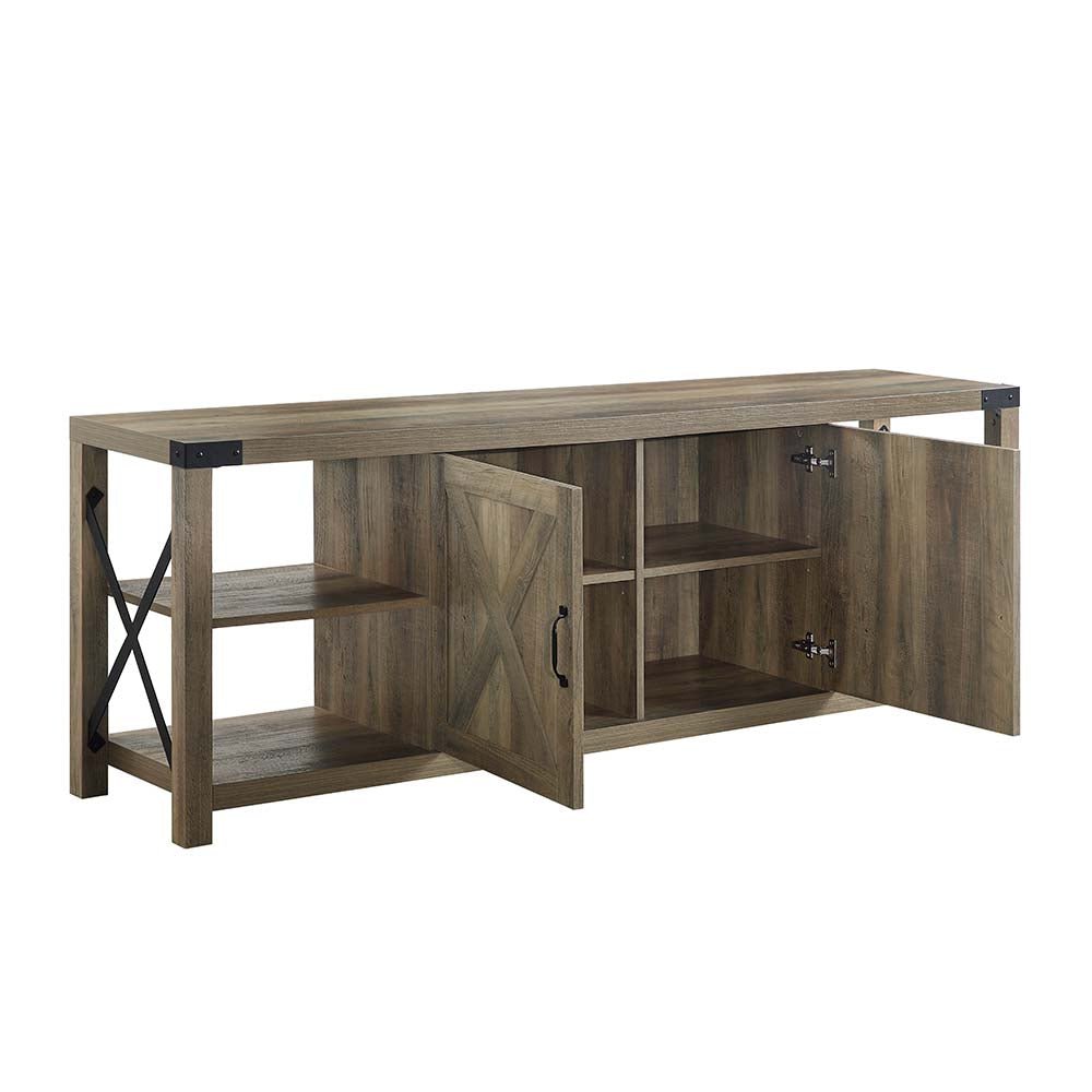 Abiram Tv Stand LV01000 Rustic Oak Finish | Acme - LV01000 - Home Elegance USA - 4