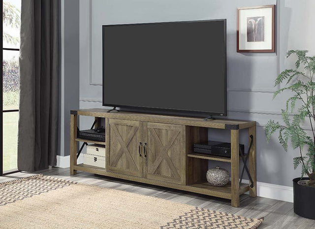 Abiram Tv Stand LV01000 Rustic Oak Finish | Acme - LV01000 - Home Elegance USA - 1