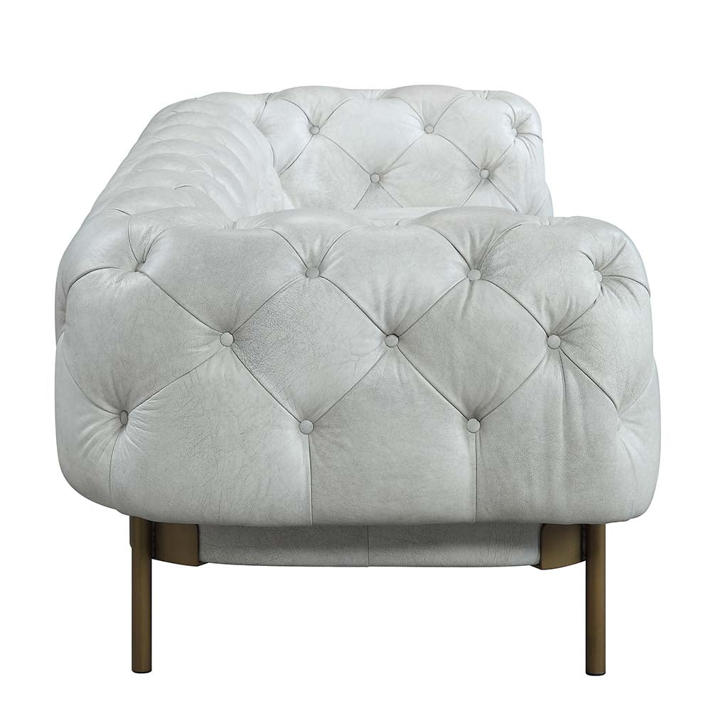 Acme - Ragle Sofa LV01021 Vintage White Top Grain Leather