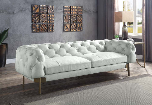 Acme - Ragle Sofa LV01021 Vintage White Top Grain Leather