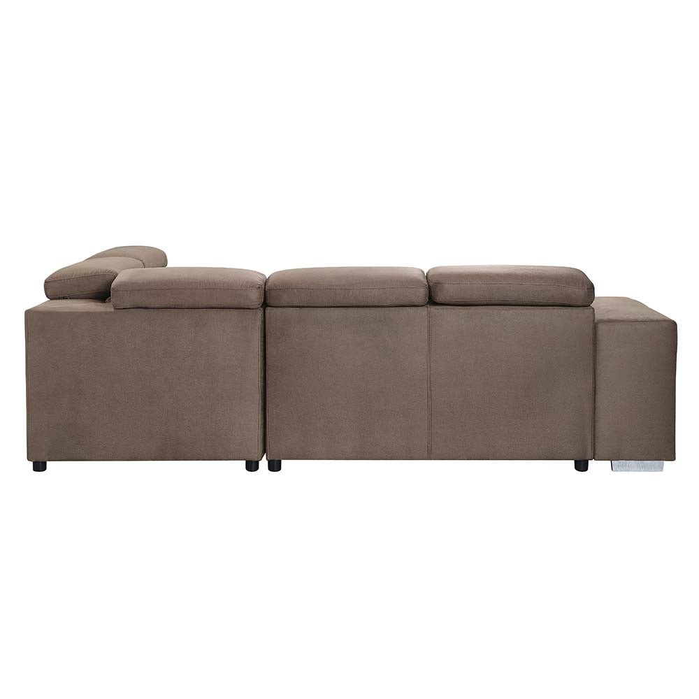 Acoose Sectional Sofa W/Sleeper LV01025 Brown Fabric | Acme | Home Elegance USA