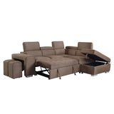 Acoose Sectional Sofa W/Sleeper LV01025 Brown Fabric | Acme | Home Elegance USA