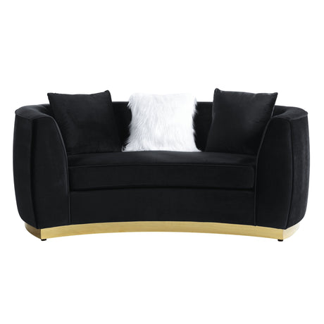 Achelle Loveseat W/3 Pillows LV01046 Black Velvet | Acme - LV01046 - Home Elegance USA - 2