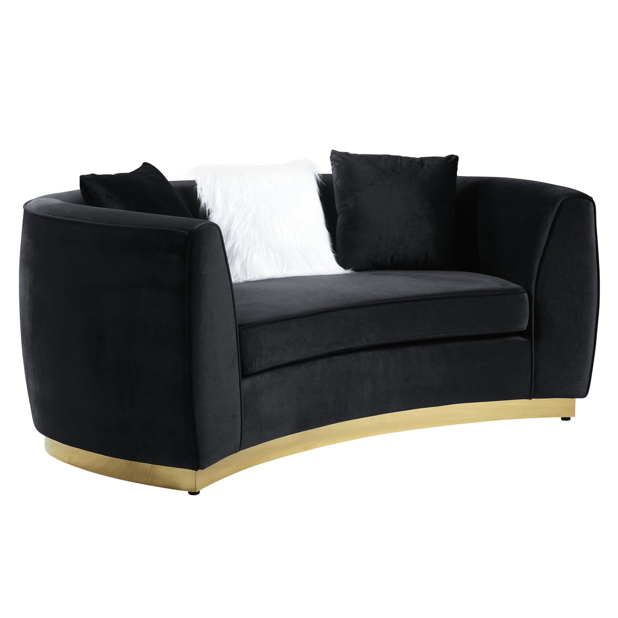 Achelle Loveseat W/3 Pillows LV01046 Black Velvet | Acme - LV01046 - Home Elegance USA - 1