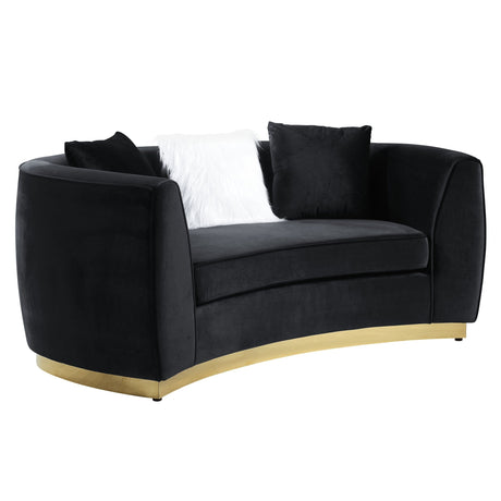 Achelle Loveseat W/3 Pillows LV01046 Black Velvet | Acme | Home Elegance USA