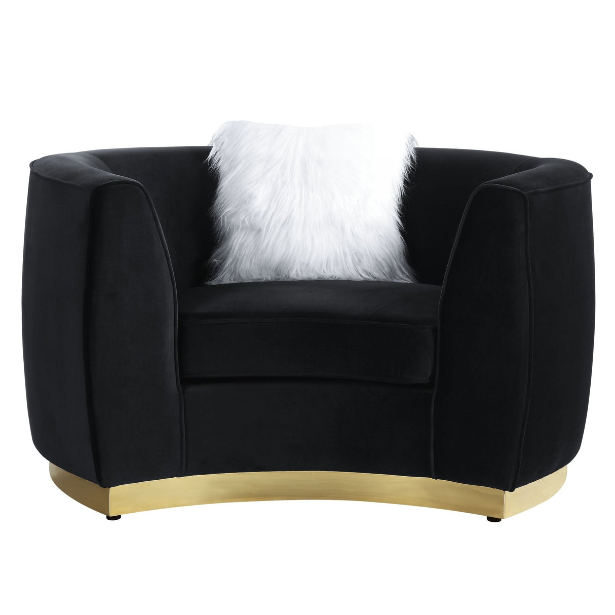 Achelle Chair W/Pillow LV01047 Black Velvet | Acme - LV01047 - Home Elegance USA - 2