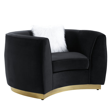 Acme - Achelle Chair W/Pillow LV01047 Black Velvet