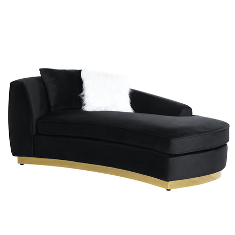 Achelle Chaise W/2 Pillows LV01048 Black Velvet | Acme - LV01048 - Home Elegance USA - 2